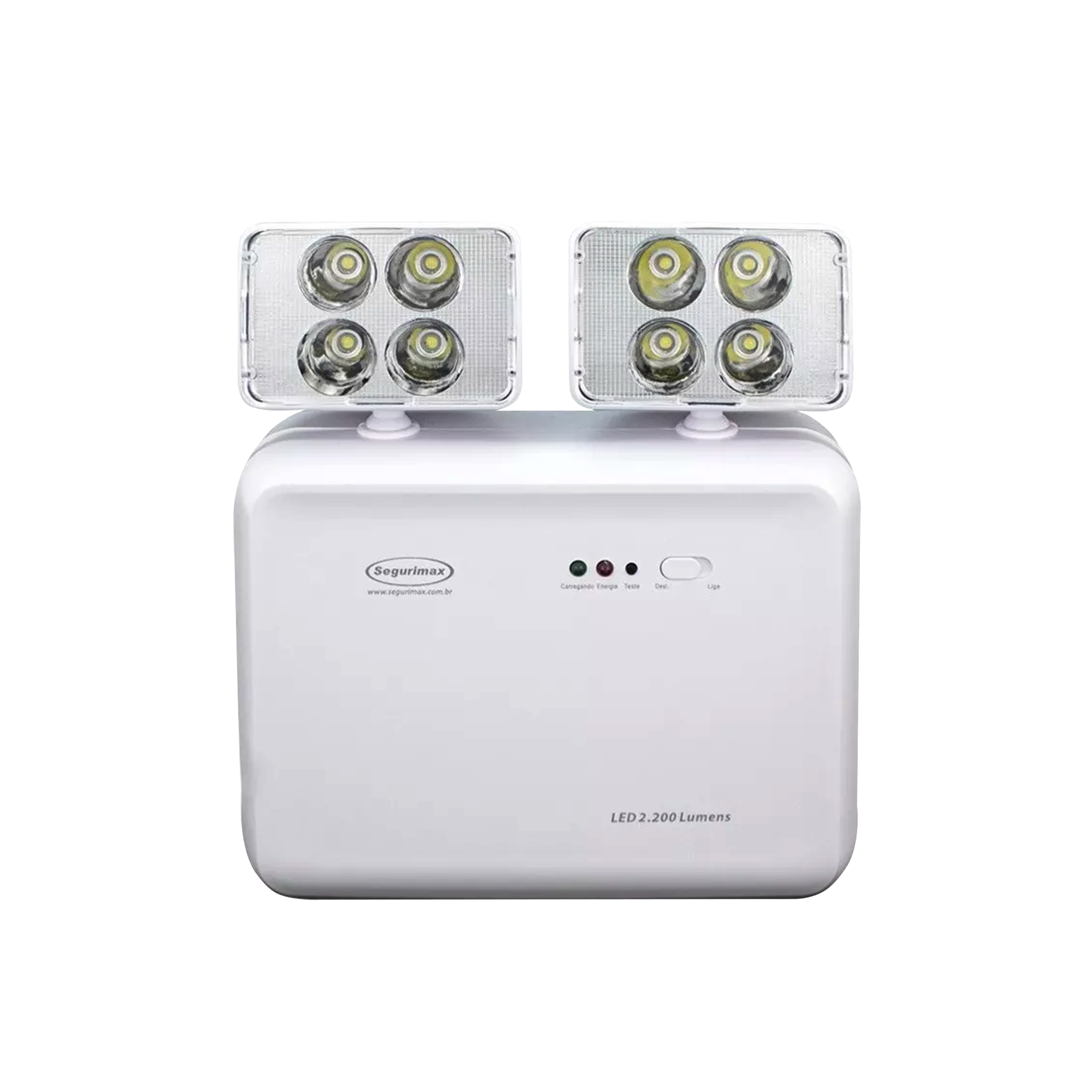 LUMINÁRIA DE EMERGÊNCIA 2.200 LÚMENS 2 FARÓIS SEGURIMAX