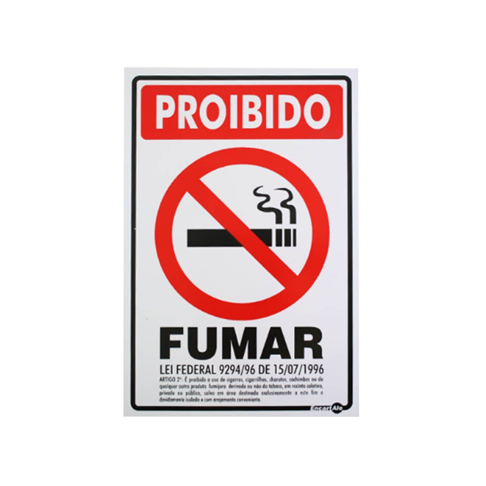 PLACA SINALIZAÇÃO PROIBIDO FUMAR (LETRAS) 30X20 CM (P1)