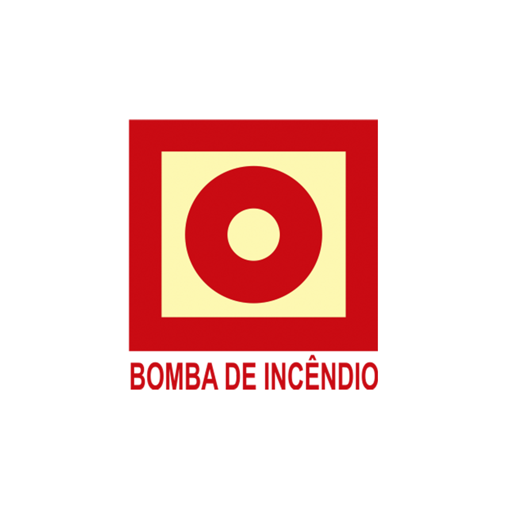 PLACA SINALIZAÇÃO ACIONADOR DE BOMBA DE INCÊNDIO 13X14CM