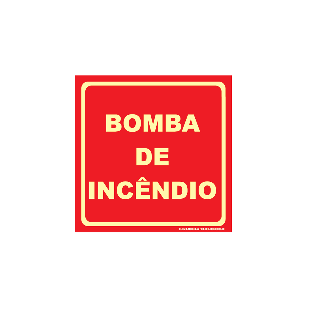 PLACA SINALIZAÇÃO BOMBA DE INCÊNDIO 3,5X7 CM