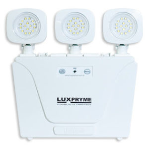 LUMINÁRIA DE EMERGÊNCIA LED 3000 LUMENS BLA 3 FARÓIS - LUXPRYME